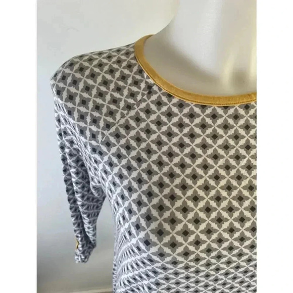 Women's Matilda Jane Grey and Yellow Geometric Print 3/4 Sleeve Top Small 0306 - Picture 3 of 10